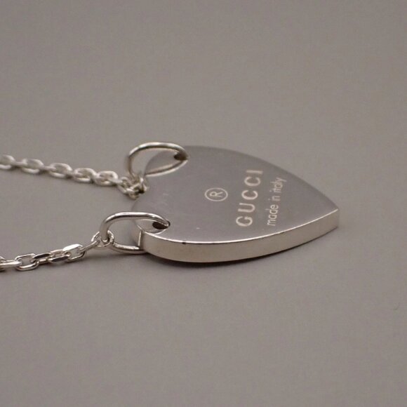 GUCCI Trademark Bracelet with Heart Size 19 cm Pendant Ag 925 Silver 09YH720 - Picture 5 of 10